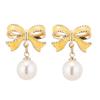 Bow Earrings for Women Faux Pearl Drop Dangle Bowknot Earrings Valentine's Day Jewelry Accessory Gifts for Girls