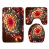 Cool Flower Pattern Bathroom Floor Mat Toilet Three-Piece Set