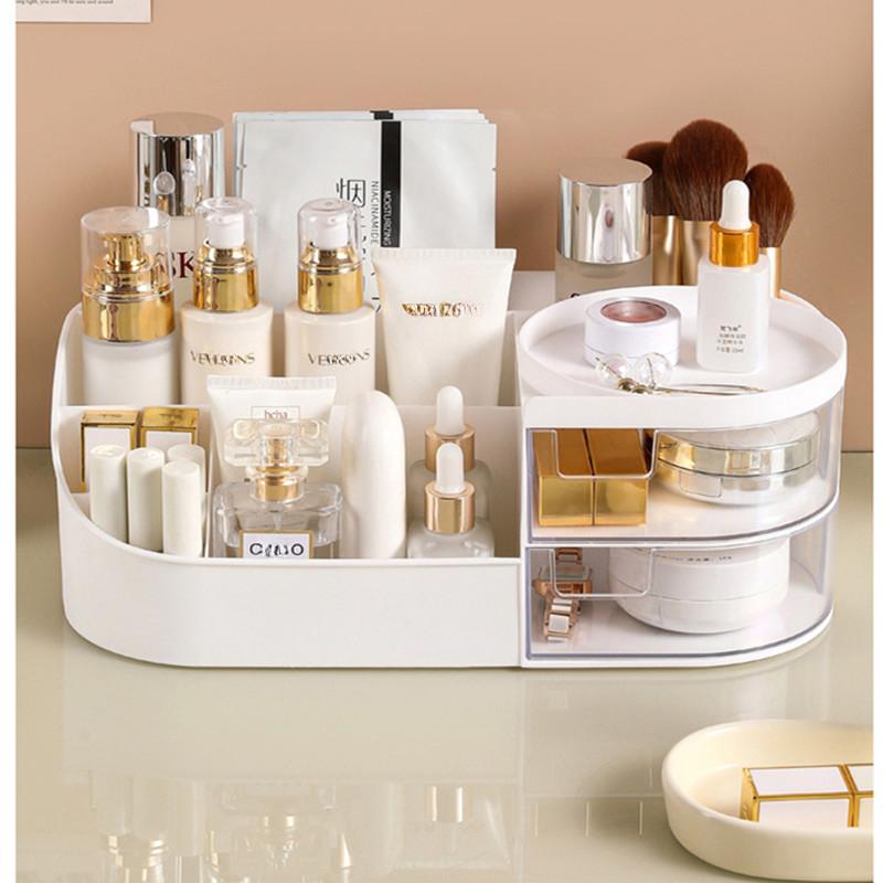 Большая вместительная коробка для хранения косметики, ящик для макияжа, органайзер, ювелирные изделия, лак для ногтей, контейнер для макияжа, настольная коробка для хранения мелочей