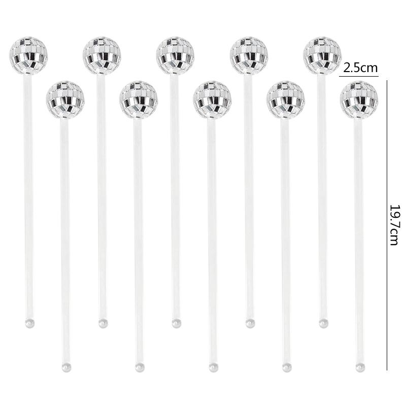 10Pcs Disco Balls Cocktail Stirrers Drink Sticks 1970s Disco Birthday Decoration Wedding Bachelorette Party Home Bar Supplies