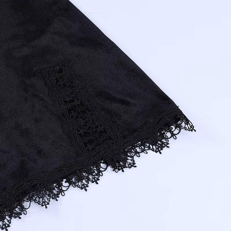 Готическое Готическое Темное Платье Мини Черное Винтажное Сексуальное На Бретелях Спагетти С Завышенной Талией С Разрезом Вечеринка Клуб Женское Платье