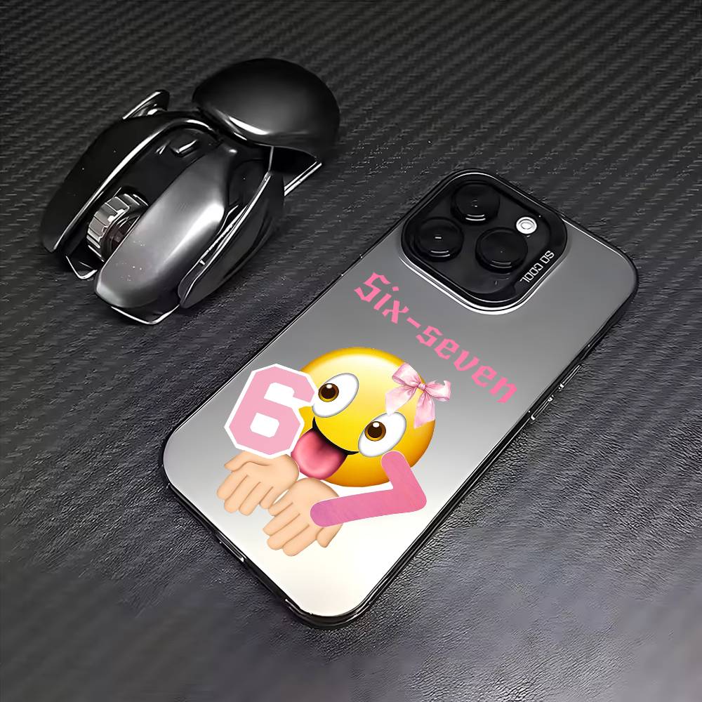 67-Six Seven Phone Case For iPhone 17,16,15,14,13,12,11 Plus,Pro Max,Colored Silver Phone Case