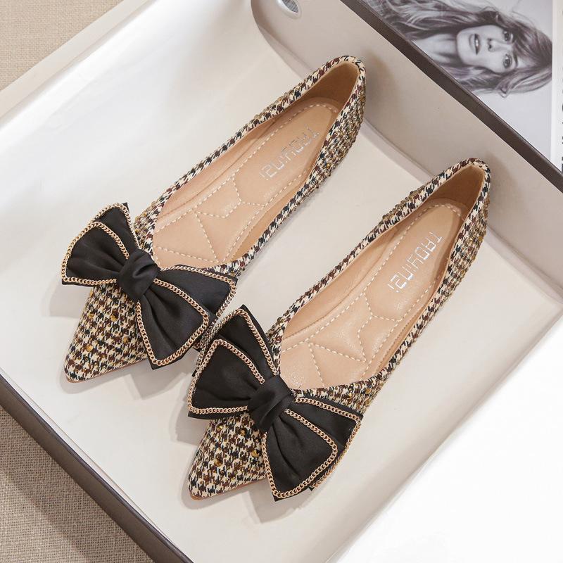 Женские повседневные балетки на плоской подошве с острым носком и закрытым носком, туфли на плоской подошве с бантом для женщин, удобные рабочие туфли на плоской подошве, нарядные туфли на плоской подошве для свадебной вечеринки