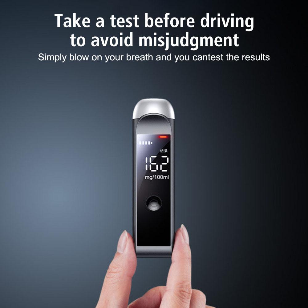 Алкотестер с предупреждающим зуммером Портативный тестер алкоголя Цифровой ЖК-дисплей 0-200 мг/100 мл Детектор алкоголя Полицейский алкотестер