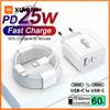 Xiaomi Быстрое EU зарядное устройство 25 Вт PD USB-C для iPhone 15 16 Plus 15 16 17 Pro Max 16e Type C на Type C Кабель с оплеткой для быстрой зарядки 1 м 1,5 м 2 м