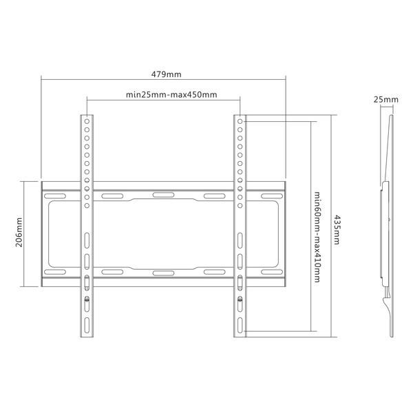 Плоский кронштейн для ЖК-телевизора с диагональю от 32 до 55 дюймов, AQ VisiON