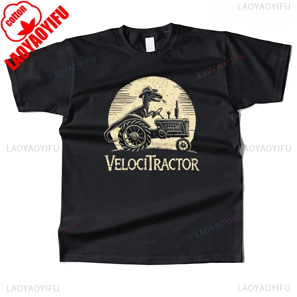 Мужская хлопковая футболка с графикой VelociTractor, уличная повседневная футболка для мужчин и женщин, графические футболки, уличная одежда, летние топы