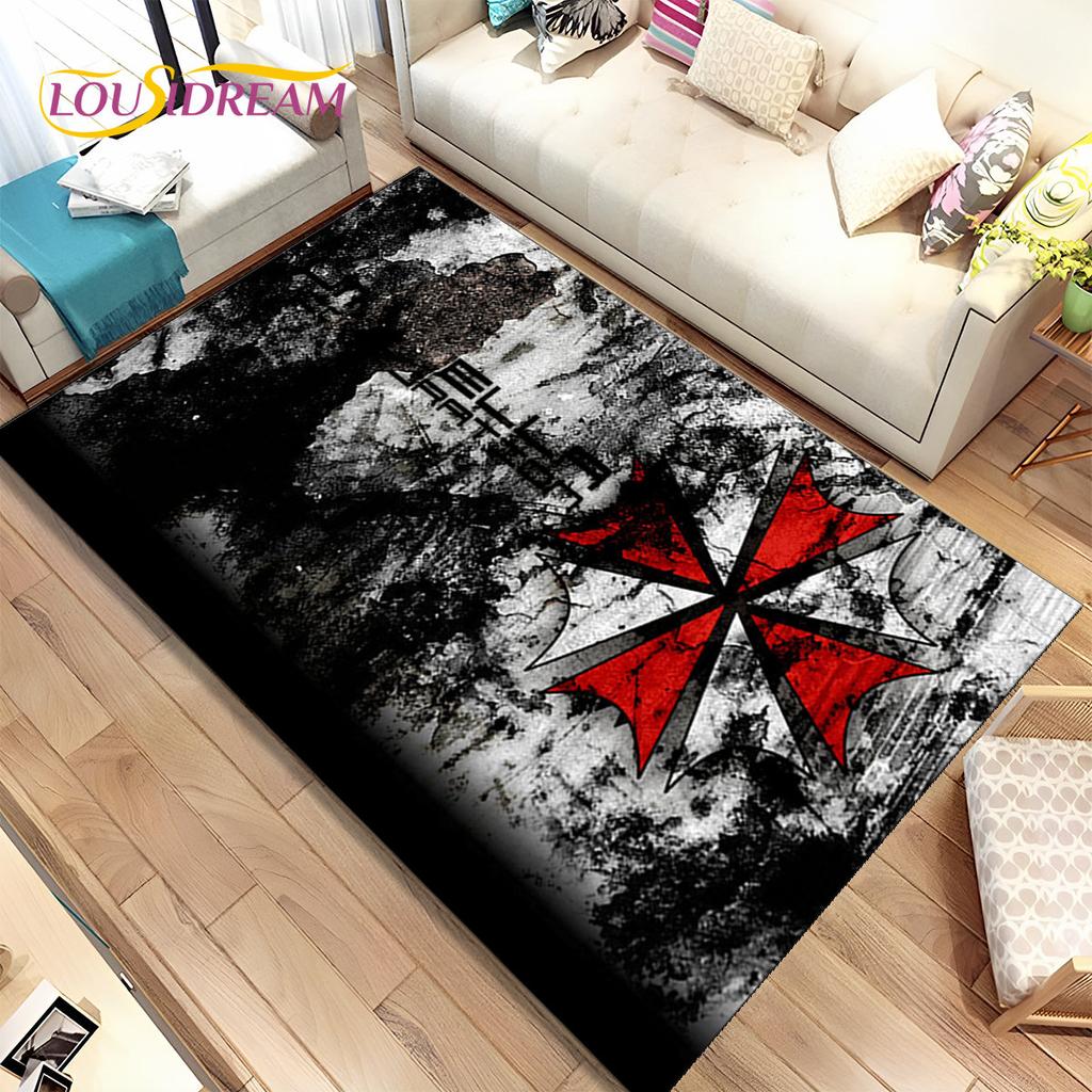 3D R-Resident Evil Games Gamer Area Rug, ковер для гостиной, спальни, дивана, коврика для двери, детский игровой нескользящий коврик