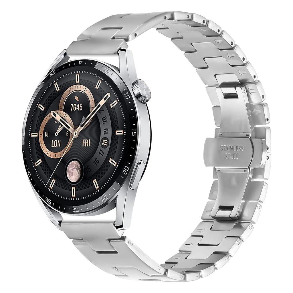 Для Huawei Watch GT 3 Pro 46мм Сменный ремешок H-типа Застежка-бабочка Браслет для часов из нержавеющей стали Серебристый