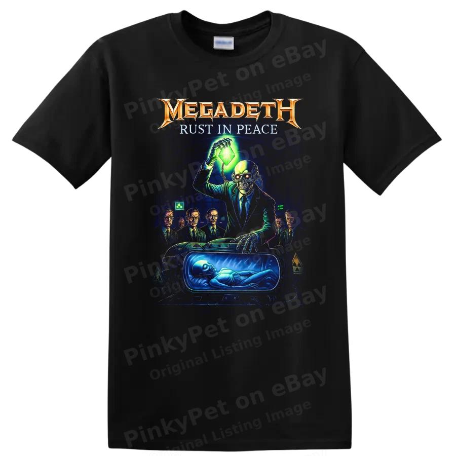Rust In Peace T Shirt Heavy Metal Sci Fi Alien Design Retro Tee