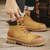 New Trendy Men's Ankle Boots  Warm Walking Shoes Lace Up Basic Boots for Men Non Slip Platform Winter Plush Snow Boots