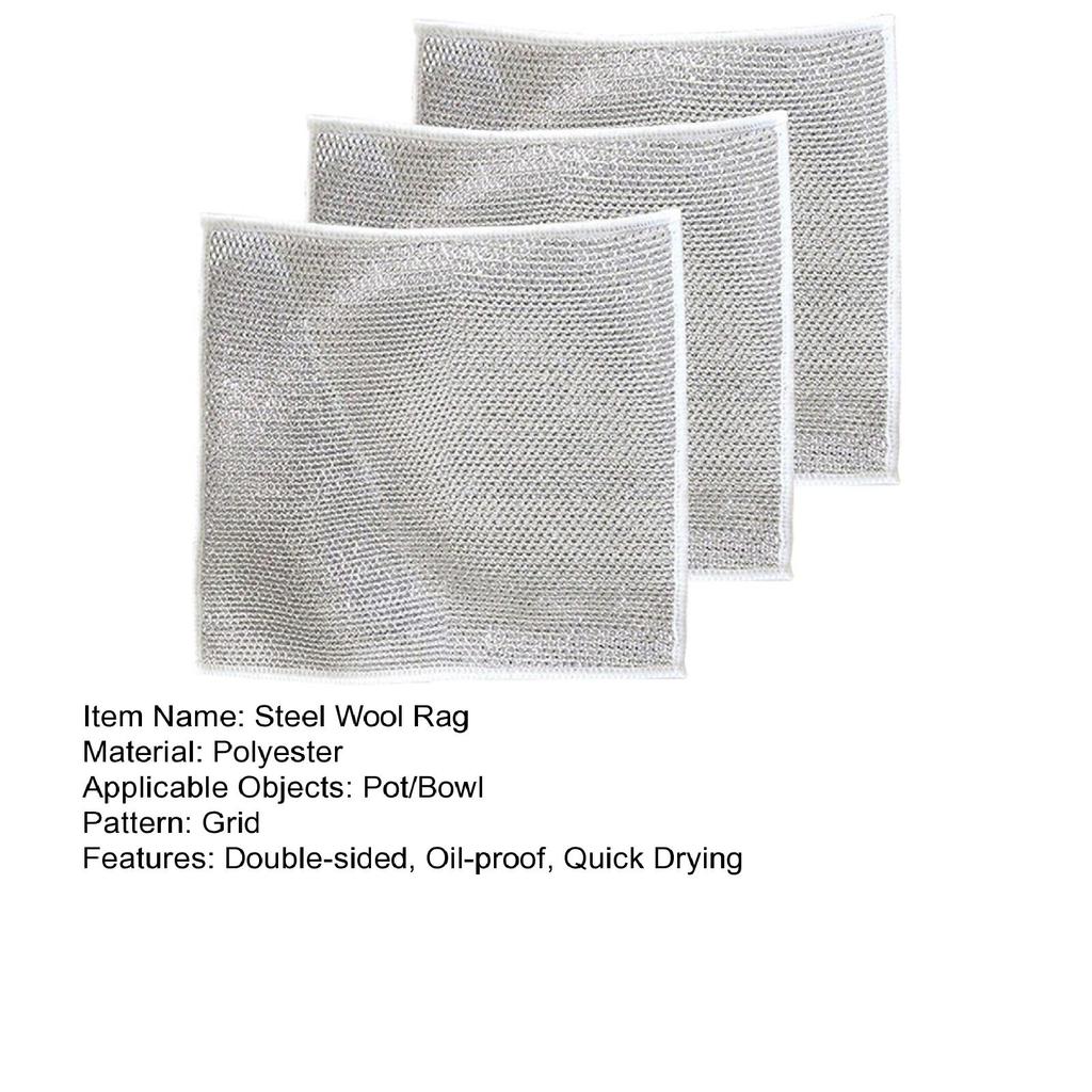 3/5/10/15 шт. тряпка из стальной шерсти, двусторонняя маслостойкая, быстросохнущая, полая, безворсовая, многоразовая кухонная тряпка, кастрюля, кастрюля, миска, скребок, ткань для чистки