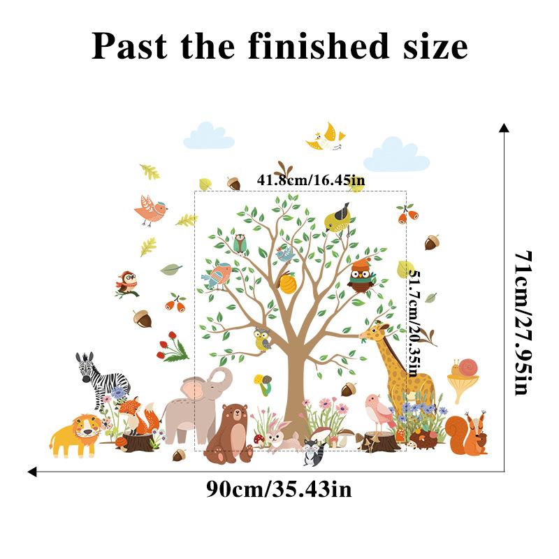 Наклейки на стену с героями мультфильмов, сафари, джунгли, лес, дерево, парк животных, детская комната, детский сад, украшение для центра раннего образования