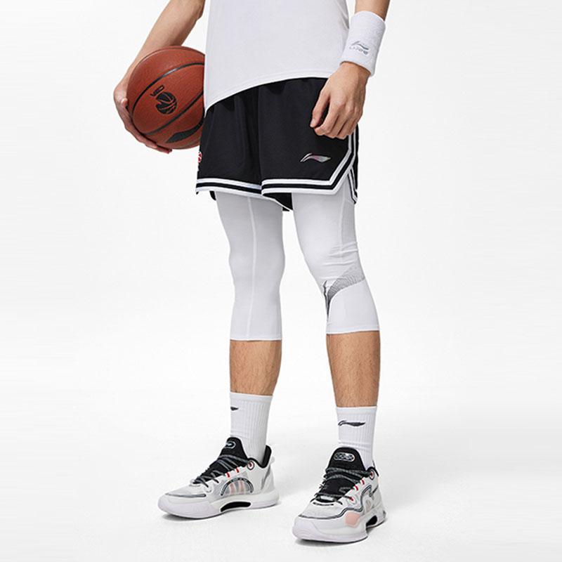 Шорты мужские трикотажные с принтом логотипа для баскетбола Li Ning CBA Series, черные AAPU007-1