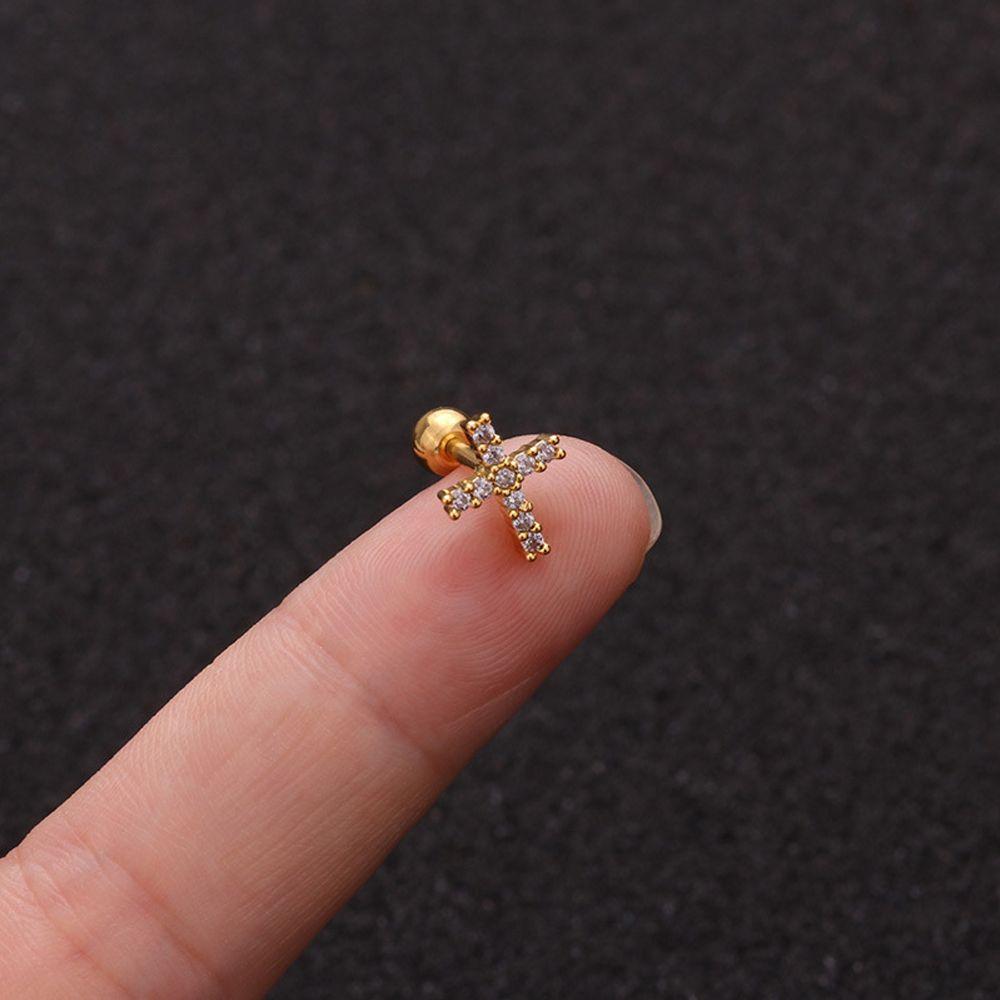 Серьги-гвоздики для пирсинга ушей Moon Heart Cartilage Helix Tragus Silver Gold Color CZ Украшения для тела