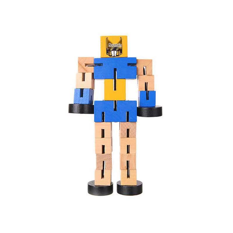Best-Selling Wooden Transformer Cube Robot: Educational Building Blocks Toy for Kids