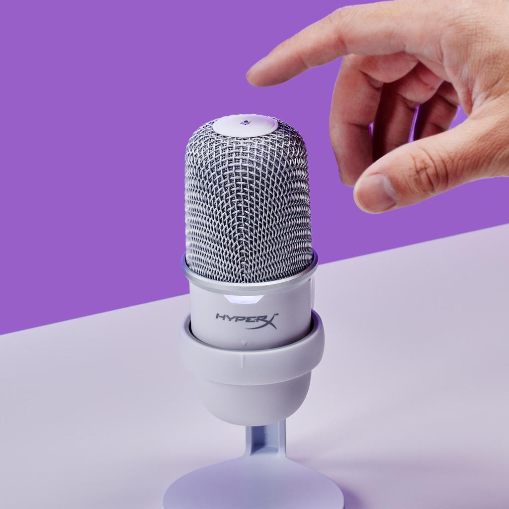 HyperX SoloCast USB Standalone for Compatible with 519T2AA Microphone, White, Teleworkers/Streamers/Content Creators/Gamers, PC, PS4, PS5, 2-Year