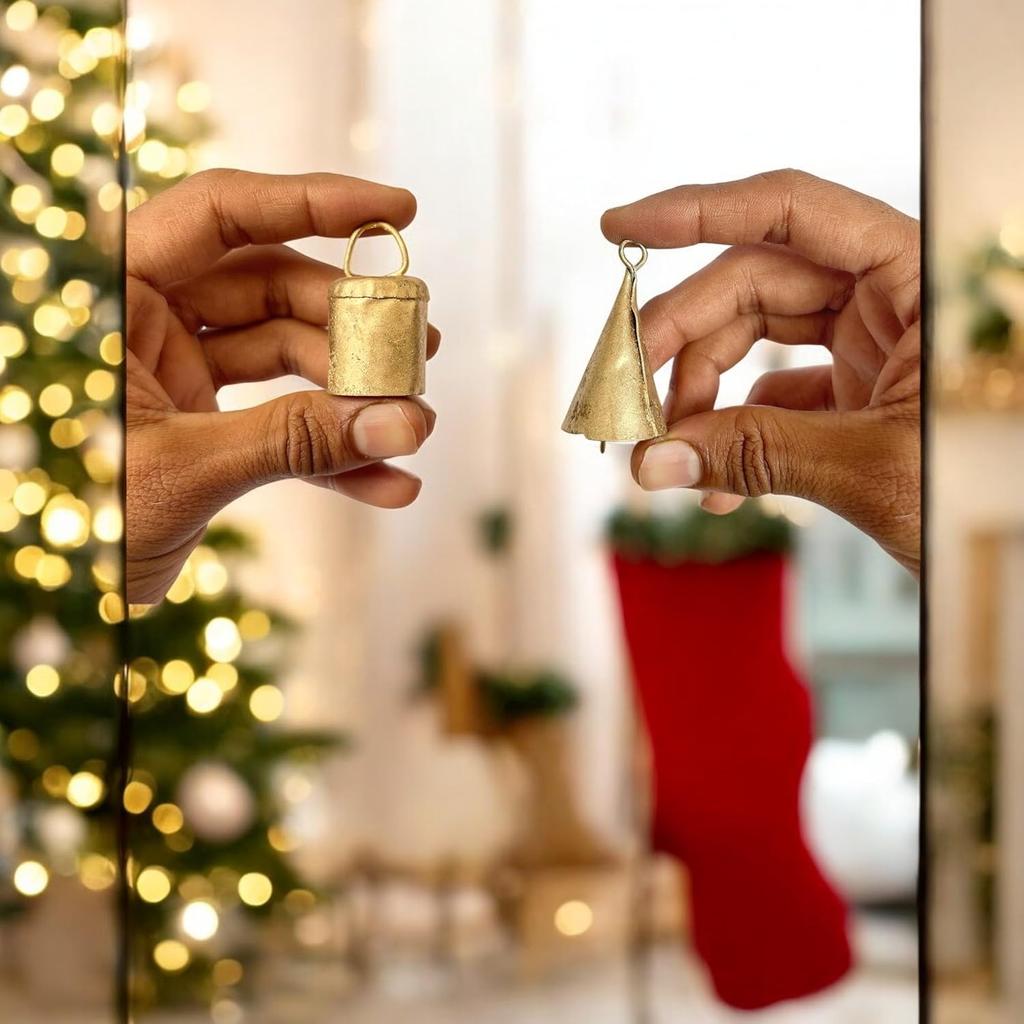 Vintage Iron Hanging Cow Bells for Crafts, 20 Pcs Rustic Witch Bells for Door Decor, Mini Jingle Bells for Holiday Garland and Farmhouse Wreaths