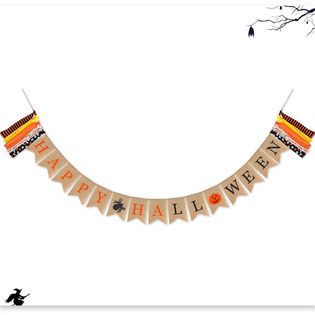 Баннеры на Хэллоуин с изображением паука и тыквы, ткани с буквенным принтом, флажки, праздничные гирлянды, подвесные украшения для дома и сада