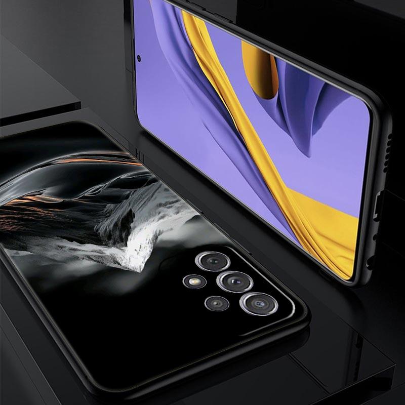 Черный чехол 'Горная вершина' для Samsung Galaxy A55 A35 A17 A07 A15 A13 A25 A51 A71 A72 A73 A32 A52 A52S A41 5G Мягкий ТПУ корпус