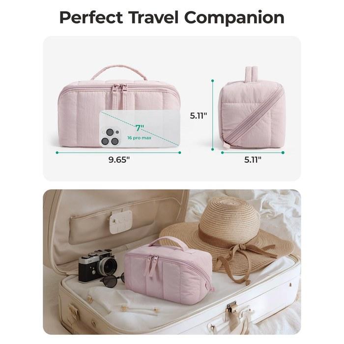 BAGSMART Makeup Box Large Capacity Cosmetic Pouch Pink