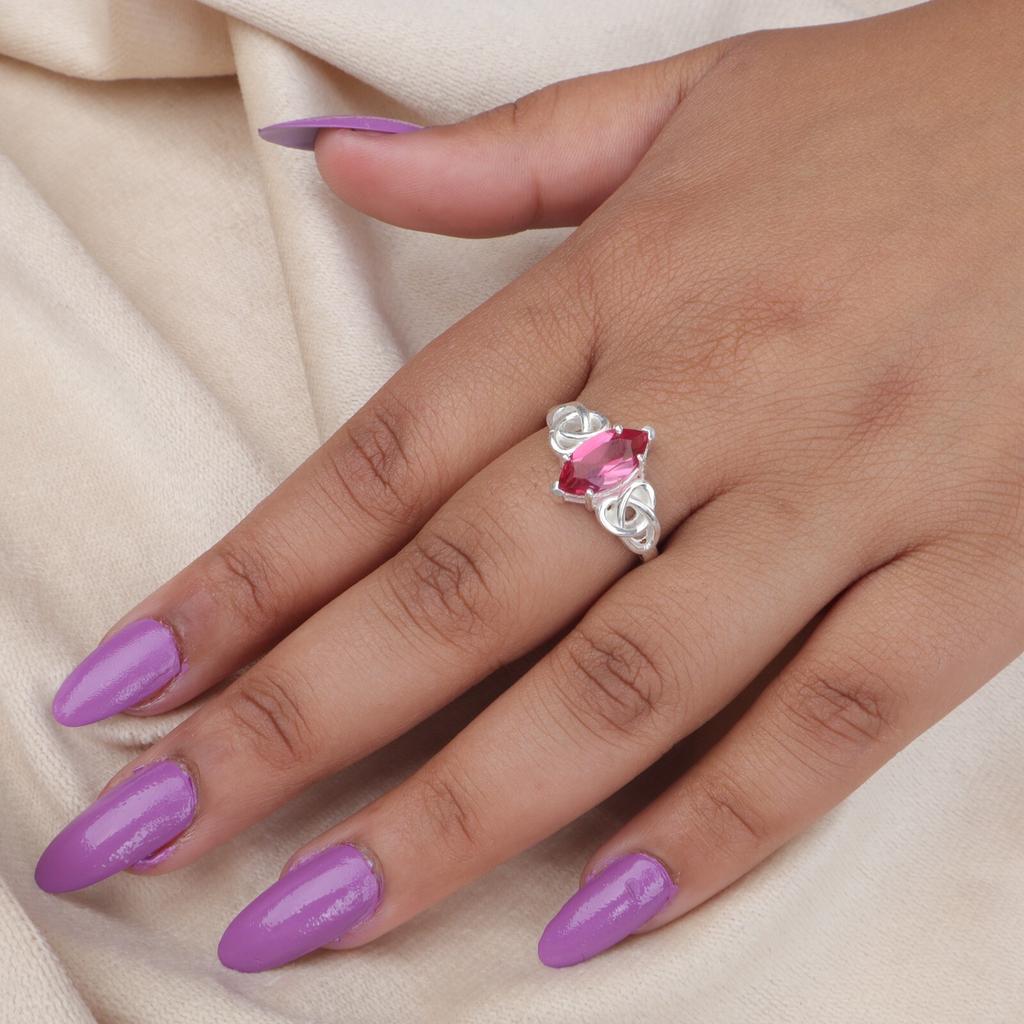 Rare Pink Tourmaline Gemstone 925 Sterling Silver Jewelry Wedding Ring For Her CZR-5-2