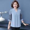 Рубашки Топы Женские блузки Офисные шифоновые рубашки Элегантные женские топы с V-образным воротником и рукавами 3/4 Blusas
