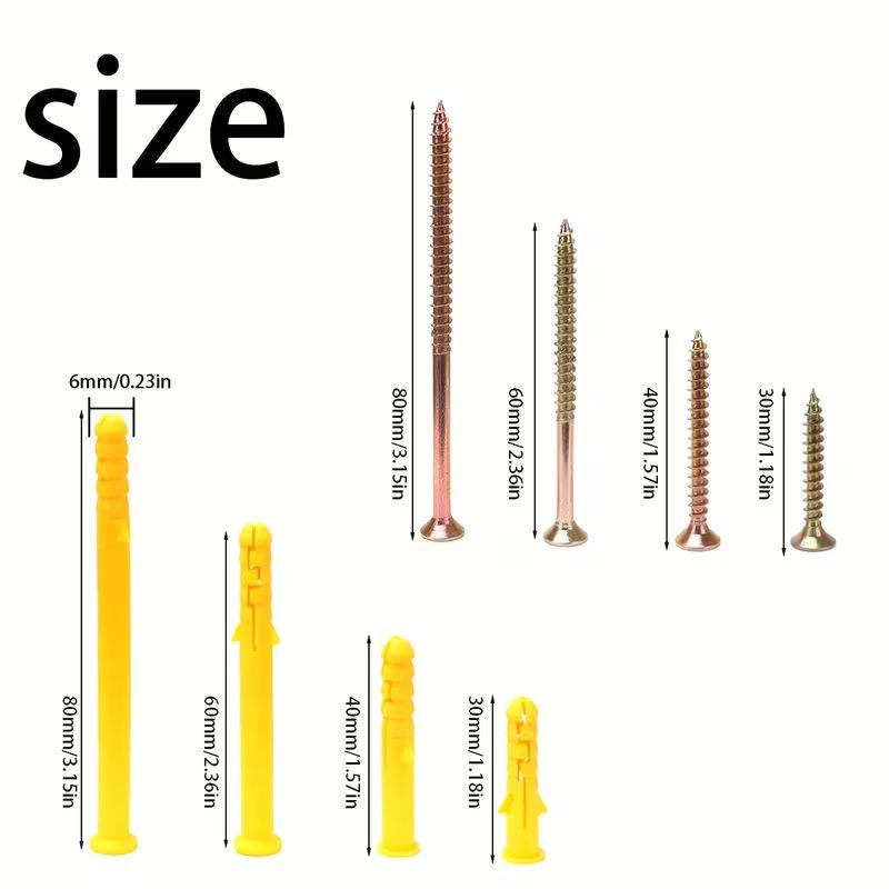 130PCS Small Yellow Croaker Expansion Tube Set Nylon Expansion Anchor Wood Screw Combination Box