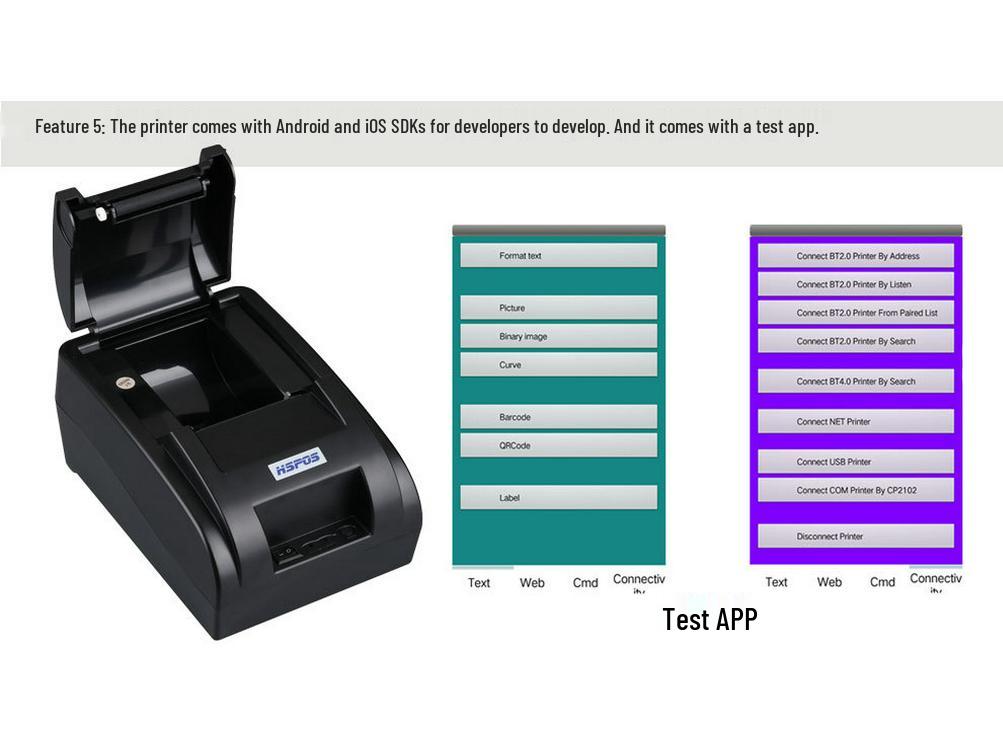 58mm Thermal Receipt Printer for Supermarkets & Restaurants - Programmable Cash Register Printer