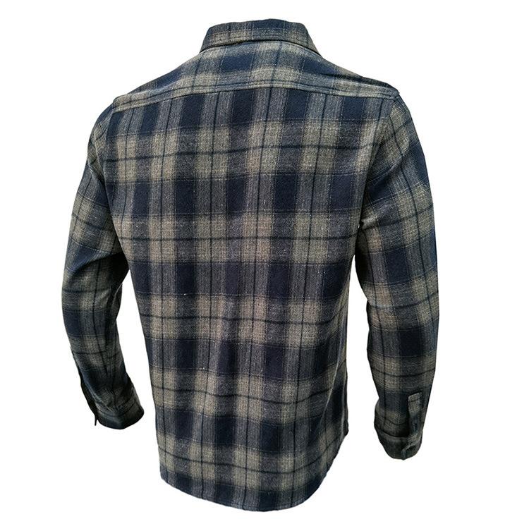 Осенне-зимняя утепленная мужская рубашка в клетку с длинными рукавами из фланелевой ткани