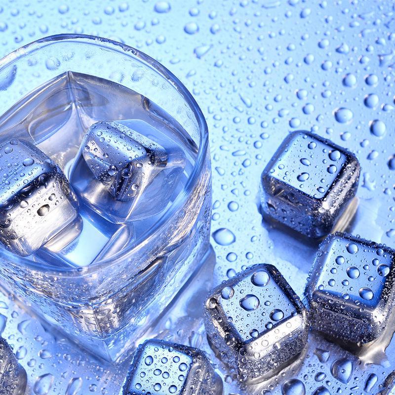 304 Stainless Steel Whiskey Ice Cubes - Fast-Freeze Metal Cooling Stones