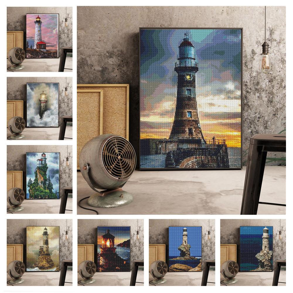 Seascape Lighthouse Customized 3d Diamond Painting Custom 20x15CM Canvas Painting