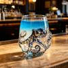 Стеклянный стакан с тиснением в виде осьминога, 12 унций, стакан для воды, дизайн, ручная роспись, морской стиль, декоративный, для домашнего бара, питья, любителей океана, декор, уникальный подарок