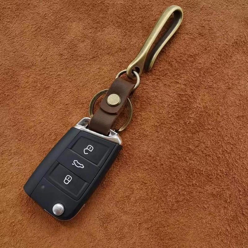 Vintage Genuine Leather Keychain Accessories High Quality Cowhide Key Chain For Men  U-Waist Keyring Hook