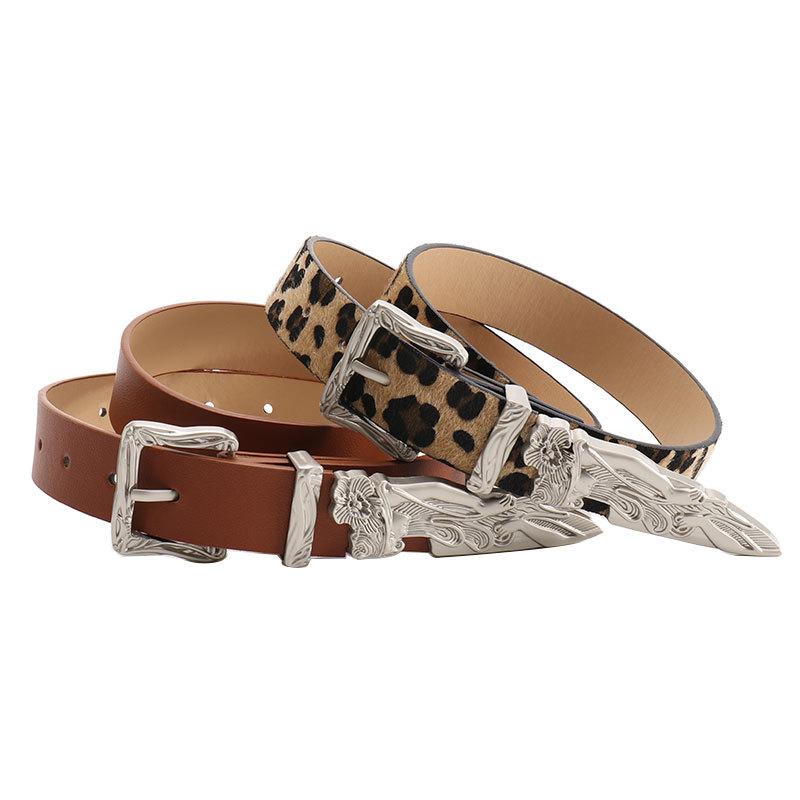 Leopard Print Mermaid 3-Piece Belt Set for Women Men - Unisex Small Niche Waist Belt for Jeans, Versatile Denim Accessory 4pcs