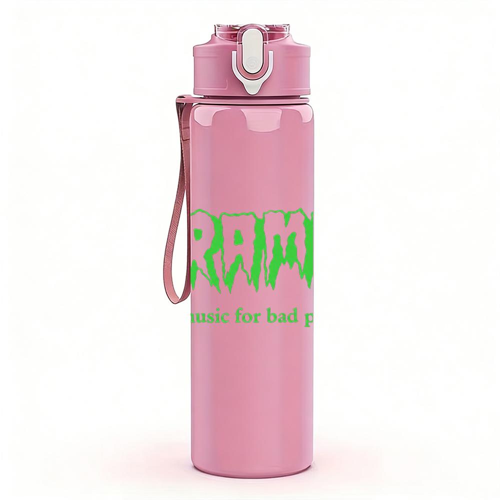 1PC The Cramps Band Green Retro Text Print 750ml Portable Sports Water Bottle Leakproof Gym Outdoor Travel Drink Cup