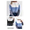 Autumn and Winter Knitted Sweater Women's Contrasting Color Spliced Round Neck Long Sleeved Pullover Top