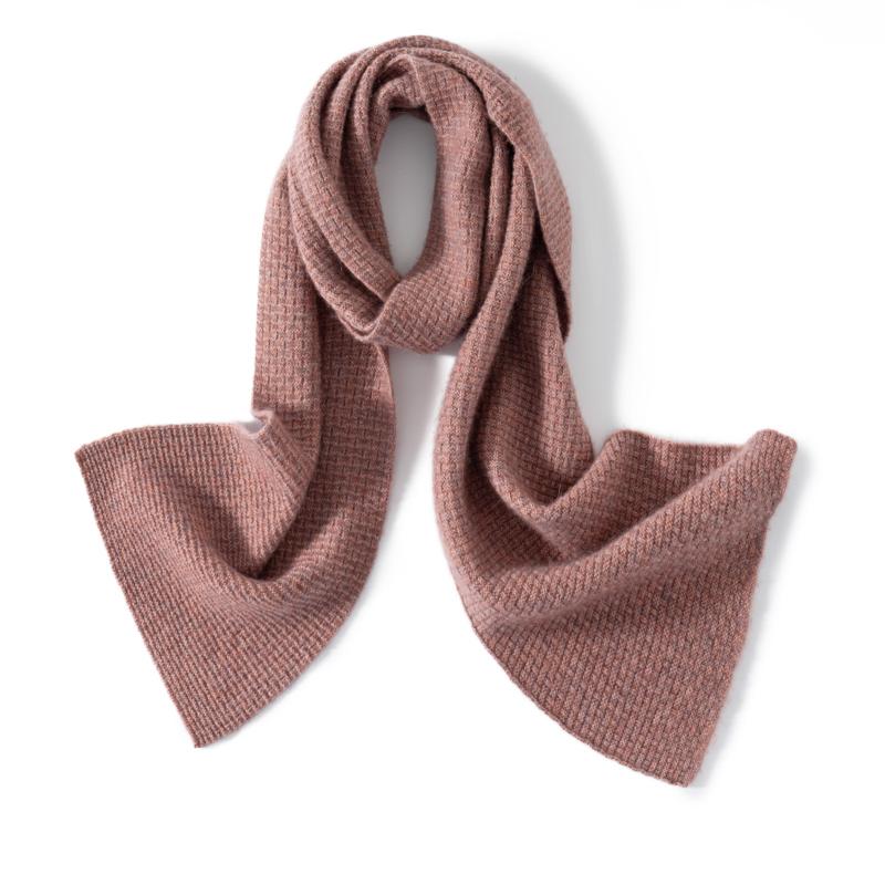 Solid Color 100% Cashmere Thickened Knitted Mid-Length Scarf Winter Fashionable Warm Unisex Scarf for Couples Festival Gift