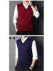 Men's V-Neck Wool Cardigan Vest - Autumn/Winter Cashmere Knit Sweater for Dad