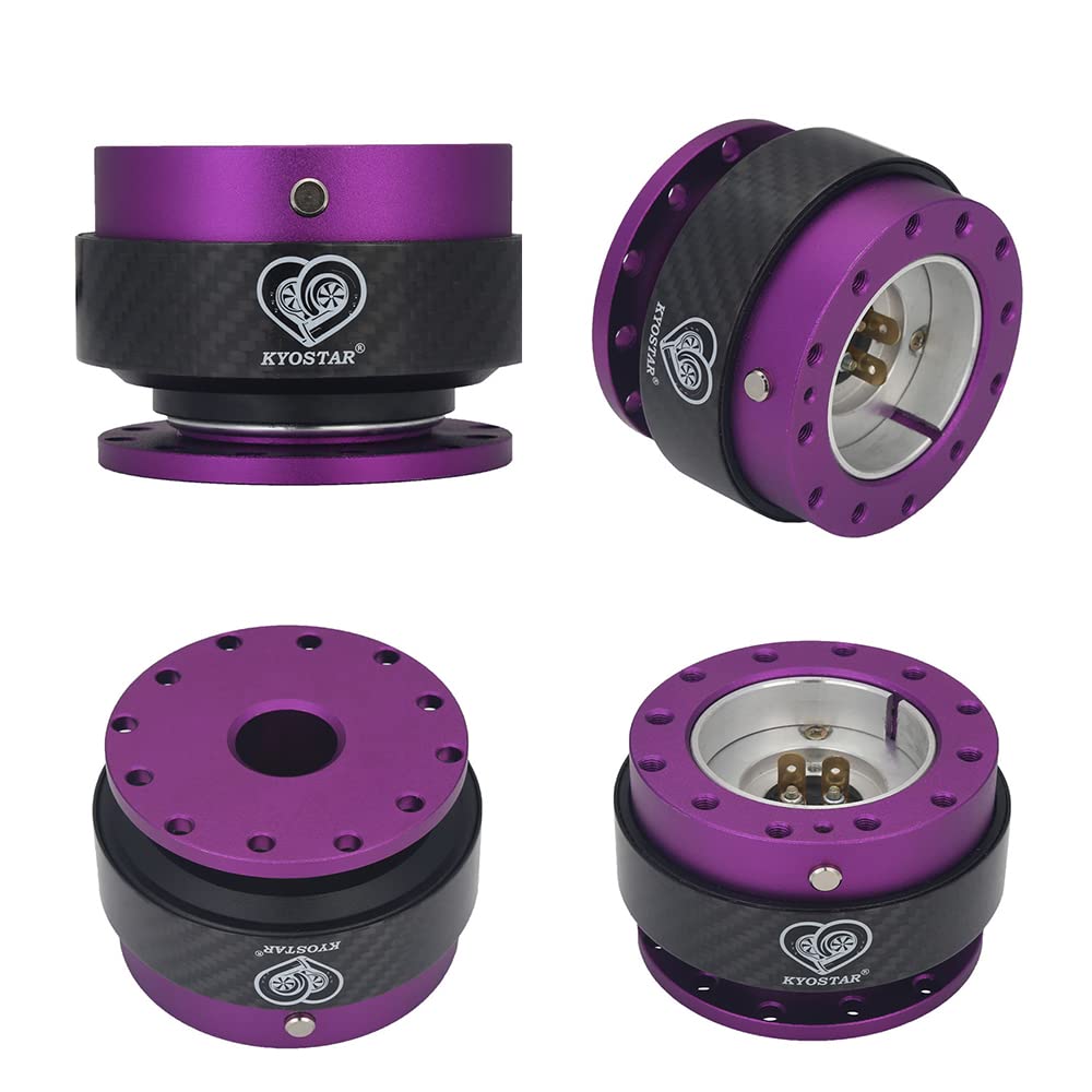 Kyostar 100% Real Carbon Fiber Steering Wheel Quick Release Hub Adapter Snap-Off Booster Kit (Purple)