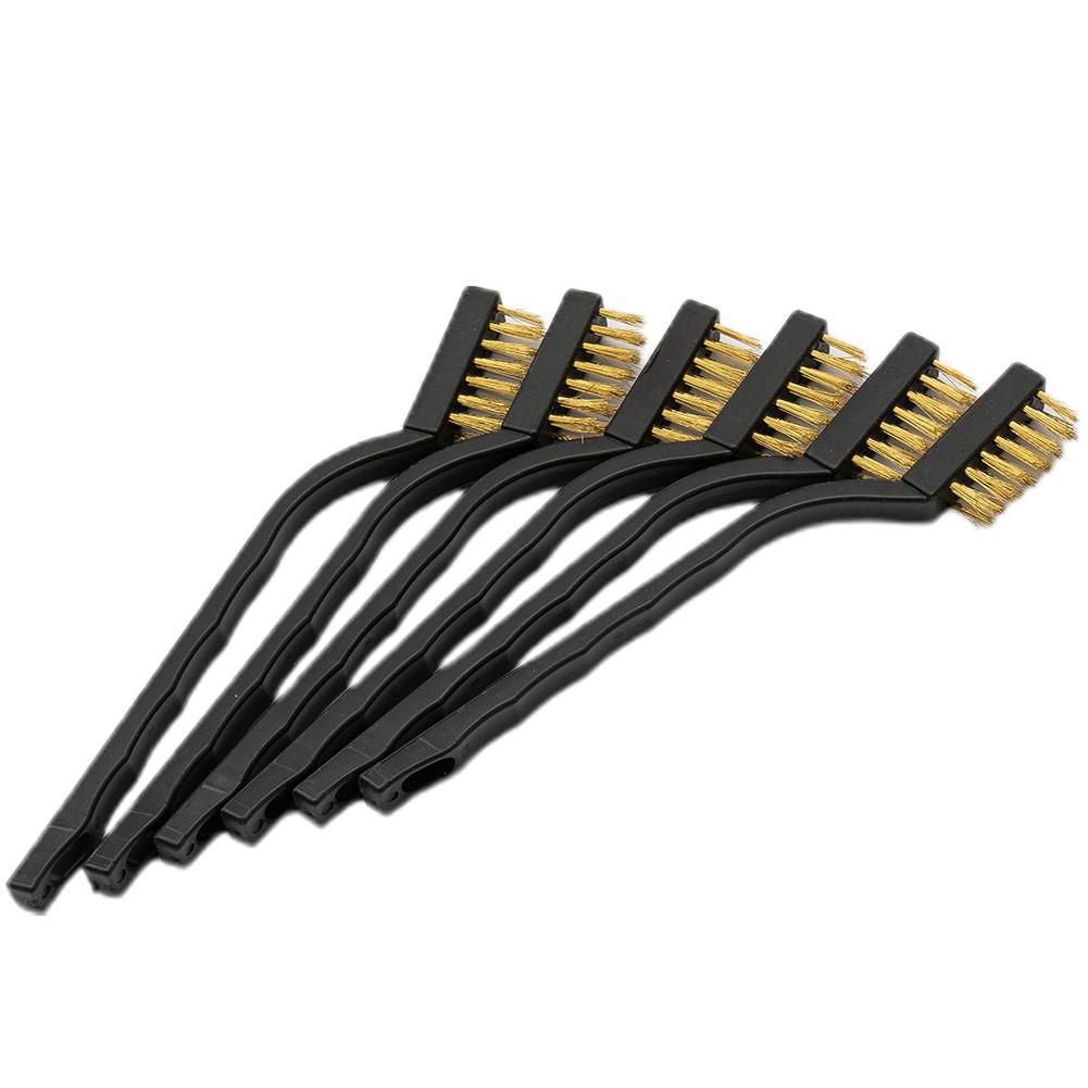 6 Pieces Brass Wire Brush Set for Cleaning Welding Slag and Rust
