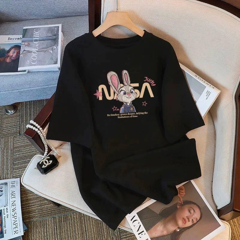 Футболка из чистого хлопка белого цвета с короткими рукавами для женщин на лето, новый большой размер, свободный дизайн, тонкий топ с короткими рукавами и принтом