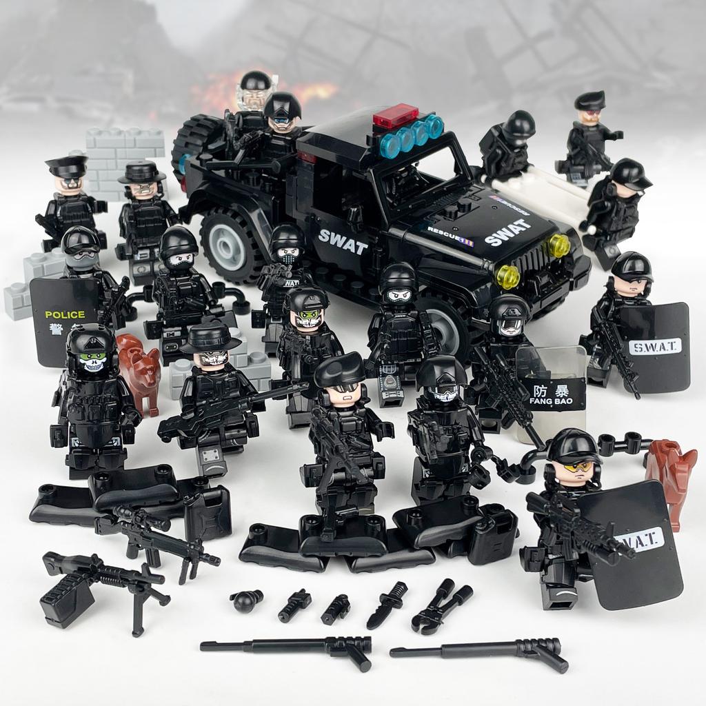 Cobra Pickup Truck X012 Small Particle Assembled Building Block Children'S Toys Black Car Model Swat Miniature Accessories
