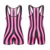Mens Striped Wrestling Singlet Athletic Shapewear Bodysuit Boxer Shorts One-Piece Jumpsuit