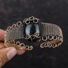 Silver Sheen Obsidian Bangle Gemstone Cuff Bracelet Copper Wire Wrapped Adjustable Cuff Bracelet Copper Jewelry Gift For Her Handmade Bangle