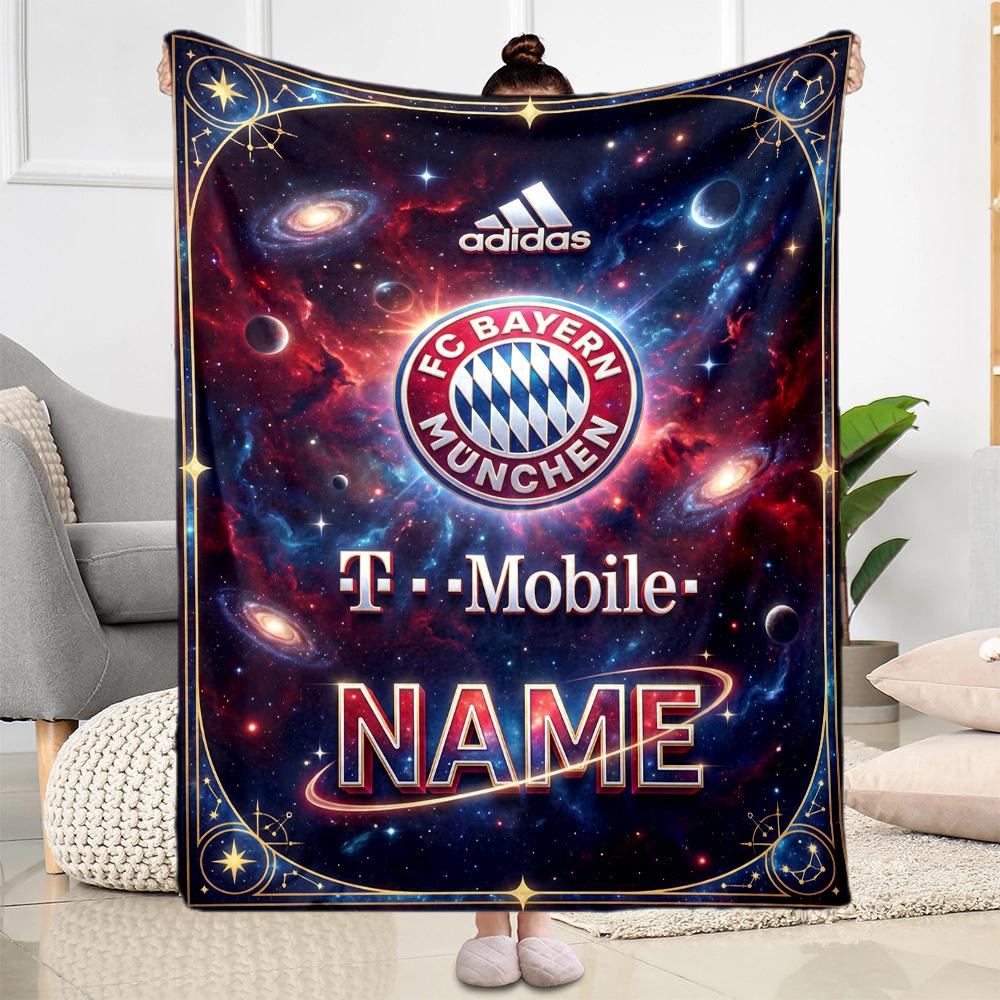 Galactic Bayern Crest Customize Text Blanket Gift Customizable Blanket Comfortable Suitable for Livingroom Living Room Seaside Office Chair