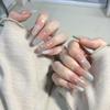 Млечно-голубой градиентный дизайн ногтей «Кошачий глаз» со звездами: Ручная работа Накладные ногти для сияющего образа