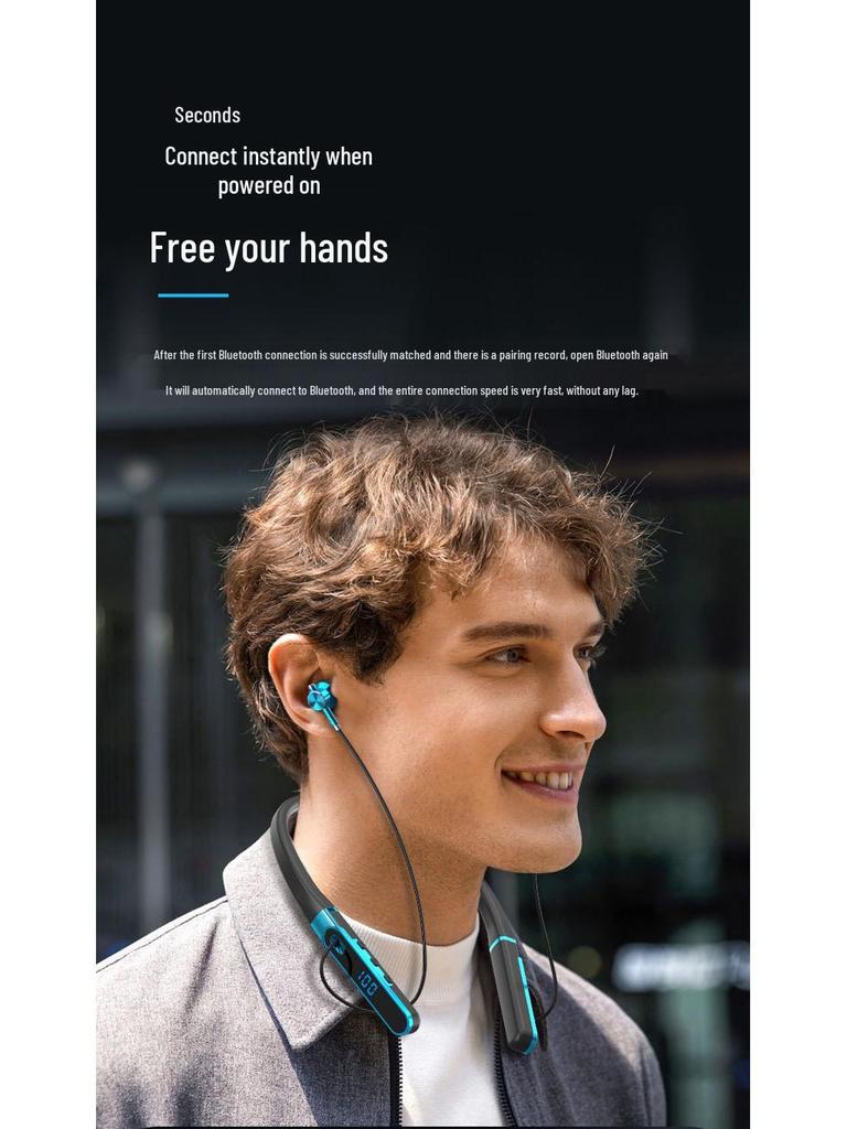 Bluetooth-наушники с шейным ободом, с длительным временем работы от аккумулятора, большим запасом громкости, совместимые с устройствами Apple, Huawei и Android
