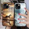 Крутой чехол для телефона с бегущей лошадью для IPhone 17 Pro Max 16 15 14 Pro Max 13 11 X Xs Xr 8 7Plus Стеклянная крышка
