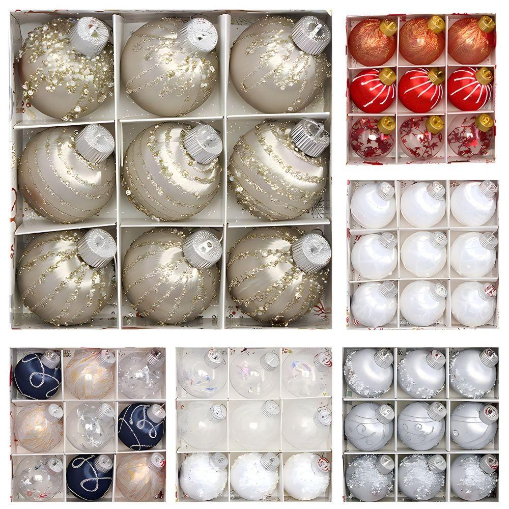 9 шт. 8 см Расписанный вручную шар-украшение Круглый подвесной шар для рождественской елки Новый год